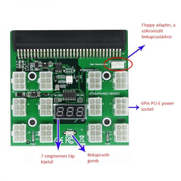 PCIE-64-Pin-to-12x-6-Pin-Breakout-Board-detailed